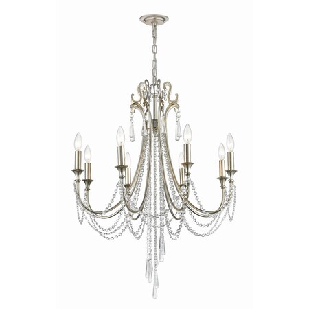 Crystorama Arcadia 8 Light Antique Silver Chandelier ARC-1908-SA-CL-MWP